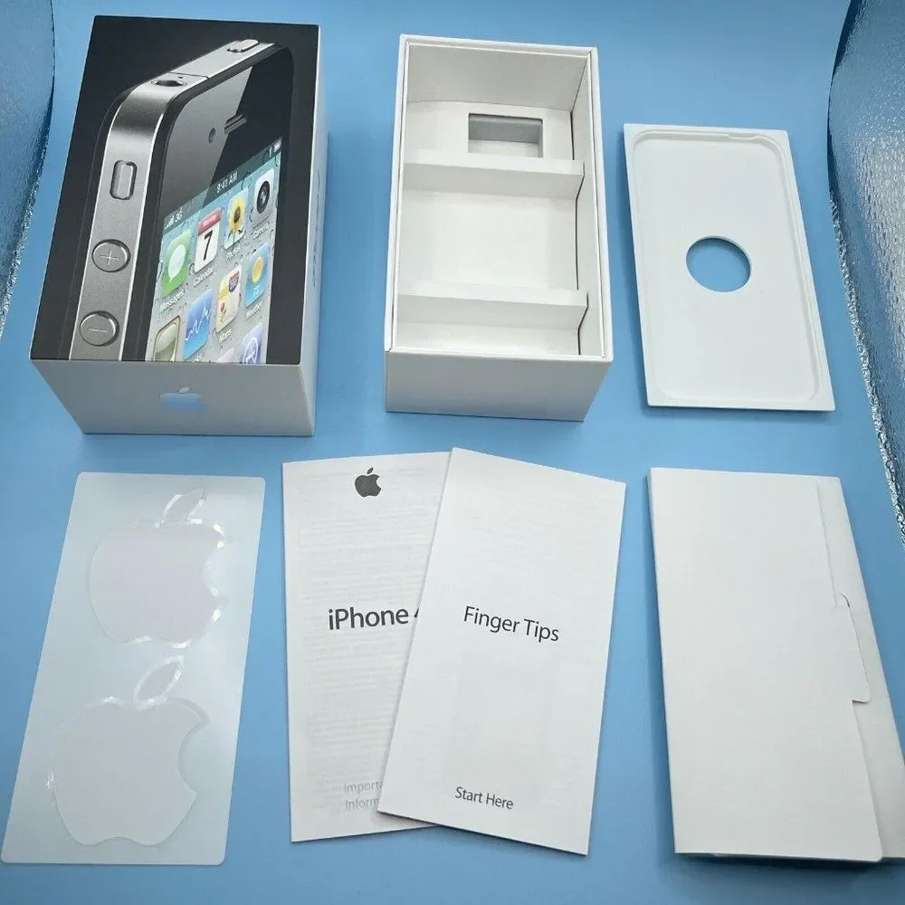 Apple iPhone 4 Black 16GB Empty Box with Tray Manuals Stickers Only NO PHONE